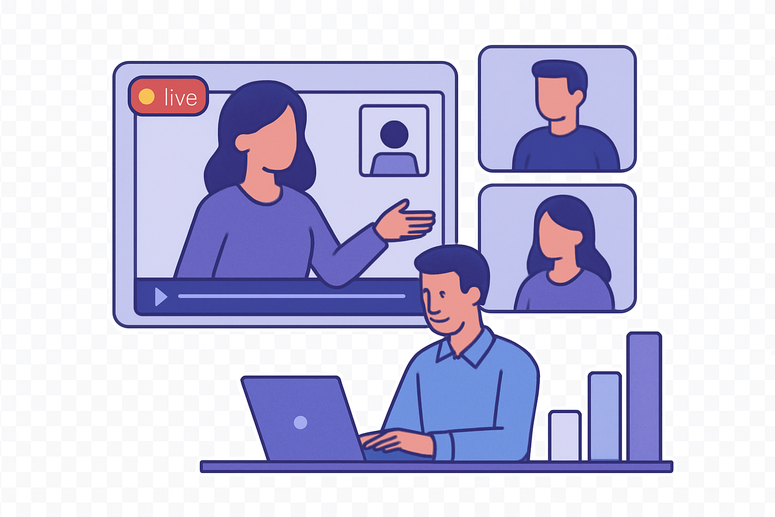 Illustration af webinar i WebWorker LiveWeb